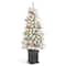 Glitzhome® 4ft Pre-Lit Flocked Artificial Christmas Porch Tree, Multi-color LED Lights